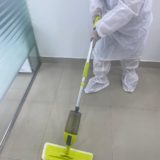 Cleaning and sweeping clinic post every patient with Sodium hypochlorite solution.